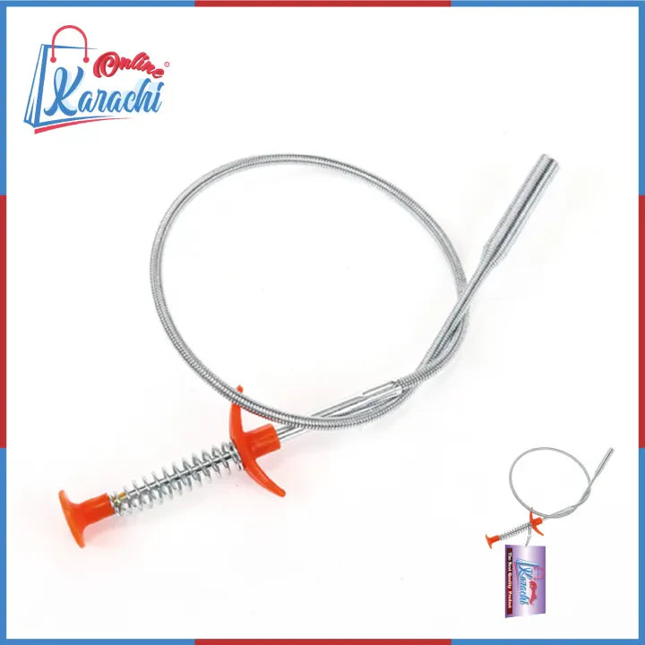Stainless Steel Hair Catching Drain Cleaner Wire Spring Sink Cleaning Stick (50cm)