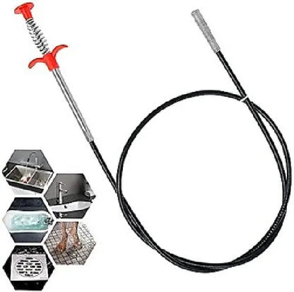 Stainless Steel Hair Catching Drain Cleaner Wire Spring Sink Cleaning Stick (50cm)