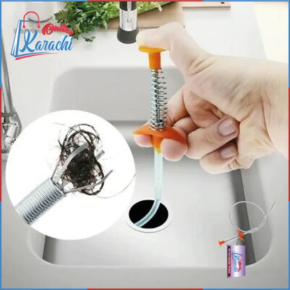 Stainless Steel Hair Catching Drain Cleaner Wire Spring Sink Cleaning Stick (50cm)