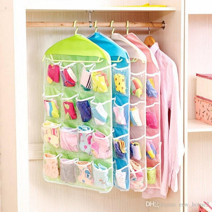 16-Pocket Multifunction Hanging Storage Bag | Door & Wall Mounted Closet Organizer | Random Colour