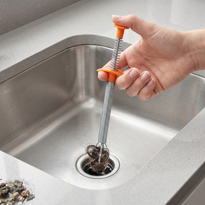 Stainless Steel Hair Catching Drain Cleaner Wire Spring Sink Cleaning Stick (50cm)